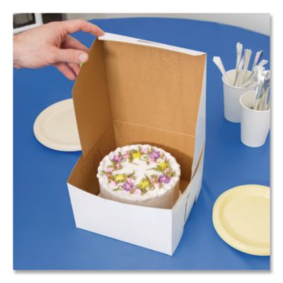 White One-Piece Non-Window Bakery Boxes, 8 x 8 x 5, White, P