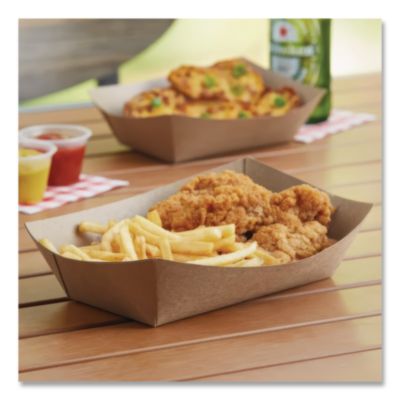 Eco Food Trays, 1 lb Capacity, Brown, Paper, 1,000/Carton