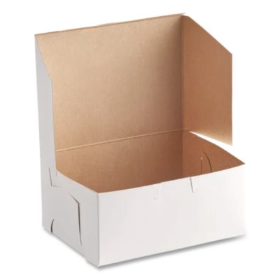 White One-Piece Non-Window Bakery Boxes, 6 x 6 x 3, White, P