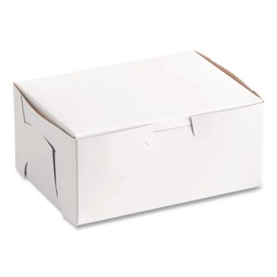 White One-Piece Non-Window Bakery Boxes, 6 x 6 x 3, White, P