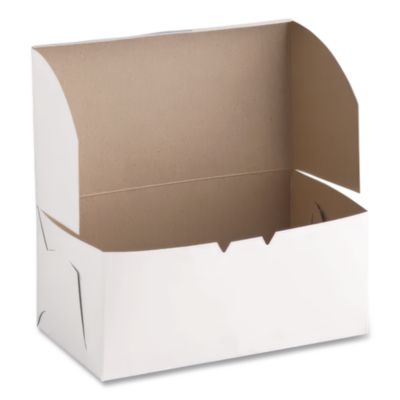 White One-Piece Non-Window Bakery Boxes, 4 x 9 x 5, White, P