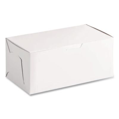 White One-Piece Non-Window Bakery Boxes, 4 x 9 x 5, White, P
