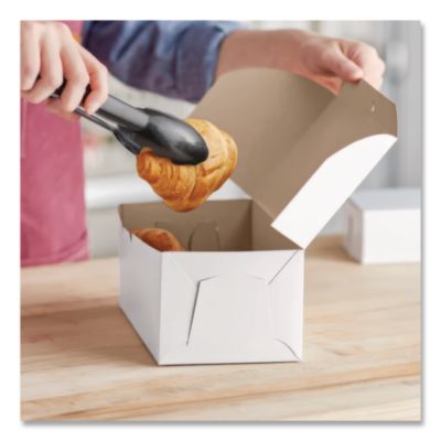 White One-Piece Non-Window Bakery Boxes, 4 x 9 x 5, White, P