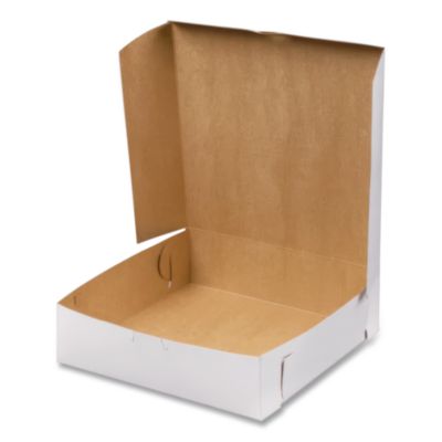 White One-Piece Non-Window Bakery Boxes, 9 x 9 x 2.5, White,