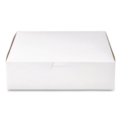 White One-Piece Non-Window Bakery Boxes, 9 x 9 x 2.5, White,