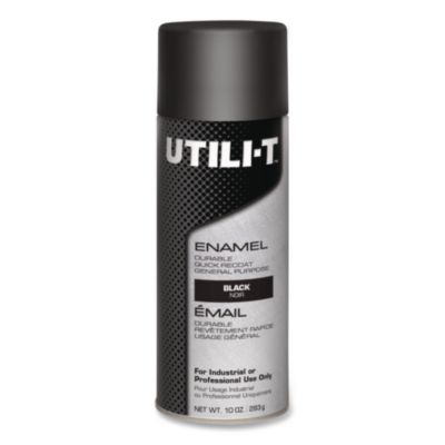 UTILI-T Spray Paint, Gloss Black, 10 oz Aerosol Can, 6/Carto