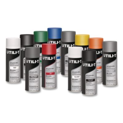 UTILI-T Spray Paint, Red, 10 oz Aerosol Can, 6/Carton