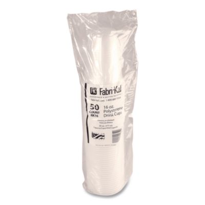 RK Ribbed Cold Drink Cups, 16 oz, Plastic, Translucent, 50/S