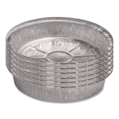Round Aluminum Container, 37 oz, 8" Diameter, Silver, 500/Ca
