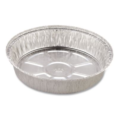 Round Aluminum Container, 24 oz, 7" Diameter, Silver, 500/Ca