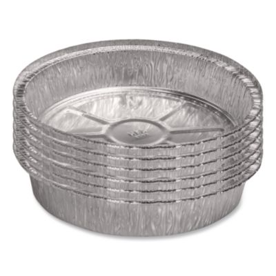 Round Aluminum Container with Lid, 48 oz, 9" Diameter, Silve