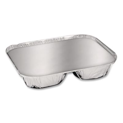 Aluminum Oblong Container with Lid, 3 Compartments, 24 oz, 8