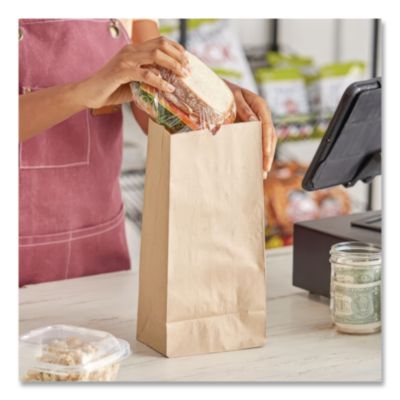 Grocery Paper Bags, 10# Size, 35# Basis Weight, 7" x 4.38" x