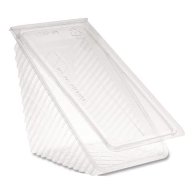 Plastic Hinged Lid Sandwich Container, 3.25 x 6.5 x 3, Clear