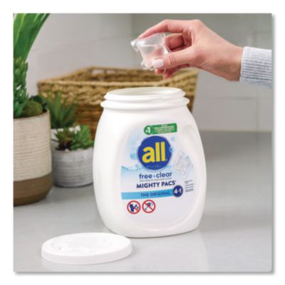 MIGHTY PACS Free Clear HE Laundry Detergent, 60 Pods/Tub, 4