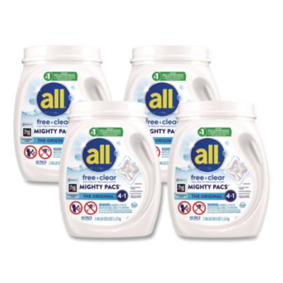 MIGHTY PACS Free Clear HE Laundry Detergent, 60 Pods/Tub, 4 