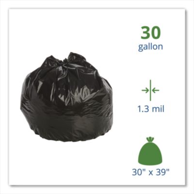 Total Recycled Content Plastic Trash Bags, 30 gal, 1.3 mil,