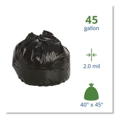 Insect-Repellent Trash Bags, 45 Gal, 2 Mil, 40" X 45", Black