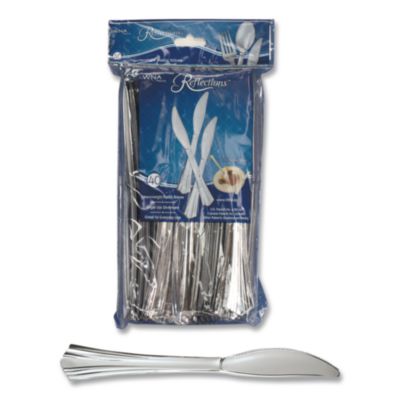 Reflections Heavyweight Plastic Utensils, Knife, Silver, 40/