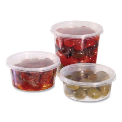 Deli Containers, 8 oz, Clear, Plastic, 50/Pack, 10 Pack/Cart