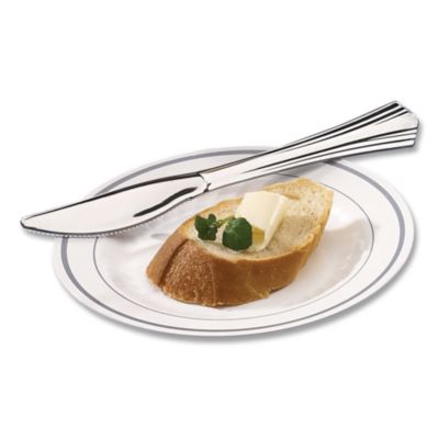 Heavyweight Plastic Knives, Reflections Design, Silver, 600/
