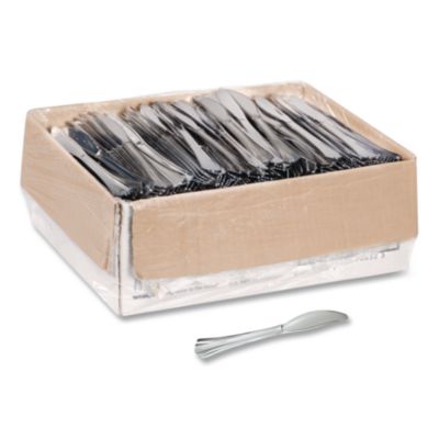 Heavyweight Plastic Knives, Reflections Design, Silver, 600/