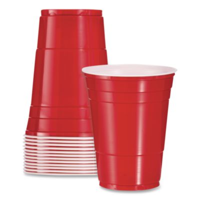 SOLO Party Plastic Cold Drink Cups, 16 oz, Red, 24/Pack, 25