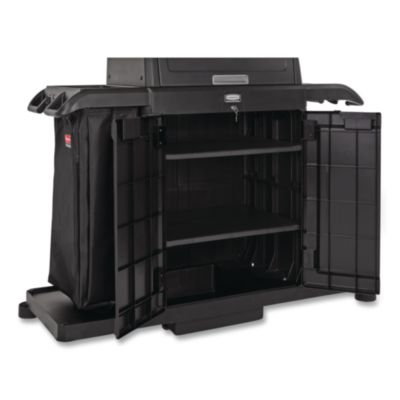 Housekeeping Cart with Hood and Doors, Plastic, 4 Shelves,1