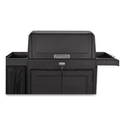 Housekeeping Cart with Hood and Doors, Plastic, 4 Shelves,1
