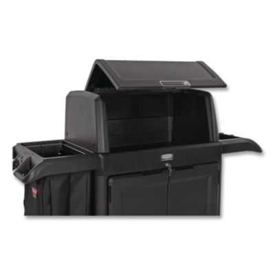 Housekeeping Cart with Hood and Doors, Plastic, 4 Shelves,1