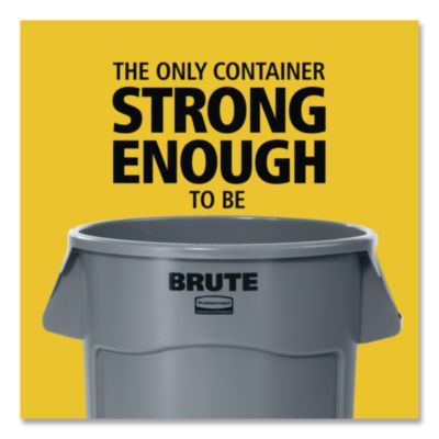 Vented Round Brute Container, 32 gal, Plastic, Gray