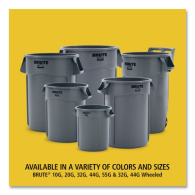Vented Round Brute Container, 32 gal, Plastic, White