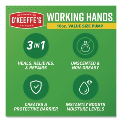Working Hands Hand Cream, 10 oz Pump Bottle, Unscented