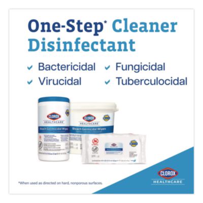 Bleach Germicidal Wipes, Disinfectant Wipes, 1-Ply, 6.75 x 9