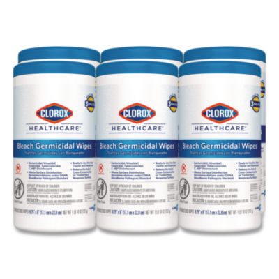 Bleach Germicidal Wipes, 1-Ply, 6.75 x 9, Unscented, White,