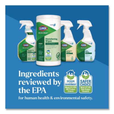 CloroxPro EcoClean Disinfecting Wipes, 1-Ply, 8 x 7, Unscent