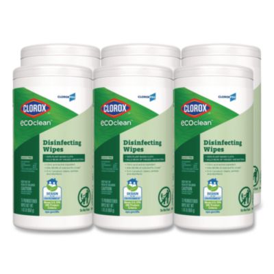 CloroxPro EcoClean Disinfecting Wipes, 1-Ply, 8 x 7, Unscent