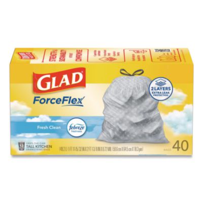 ForceFlex Kitchen Drawstring Trash Bags, 13 gal, Gain Fresh