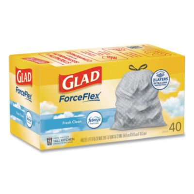 ForceFlex Kitchen Drawstring Trash Bags, 13 gal, Gain Fresh