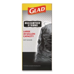 Guaranteed Strong Large Drawstring Trash Bags, Three-Ply, 30