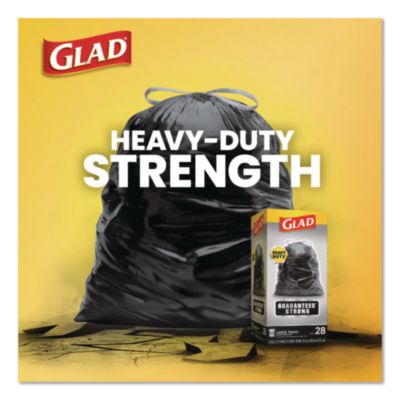 Guaranteed Strong Large Drawstring Trash Bags, Three-Ply, 30
