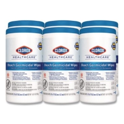 Bleach Germicidal Wipes, 1-Ply, 6 x 5, Unscented, White, 150