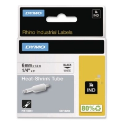 Rhino Heat Shrink Tubes Industrial Label Tape, 0.25" X 5 Ft,