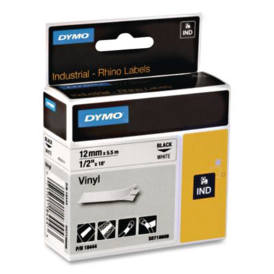 Rhino Permanent Vinyl Industrial Label Tape, 0.5" X 18 Ft, B