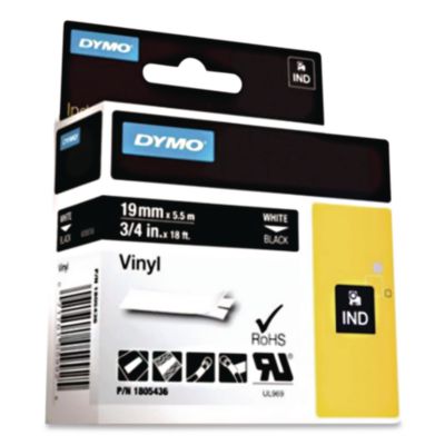 Rhino Permanent Vinyl Industrial Label Tape, 0.75" X 18 Ft,