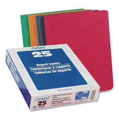 Title Panel And Border Front Report Cover, Three-Prong Faste