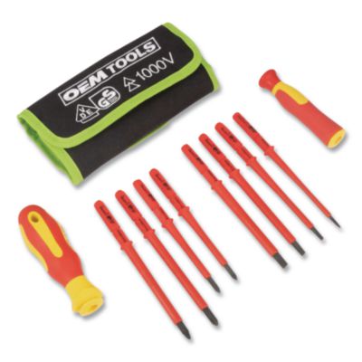Insulated 10-Piece Interchangeable Bit Screwdriver Set, Metr