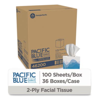 Pacific Blue Select Cube Box Facial Tissue, 2-Ply, White, 10