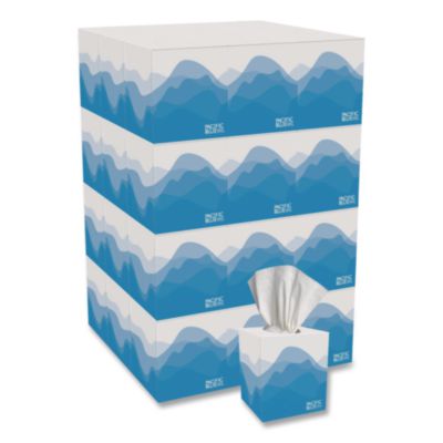 Pacific Blue Select Cube Box Facial Tissue, 2-Ply, White, 10