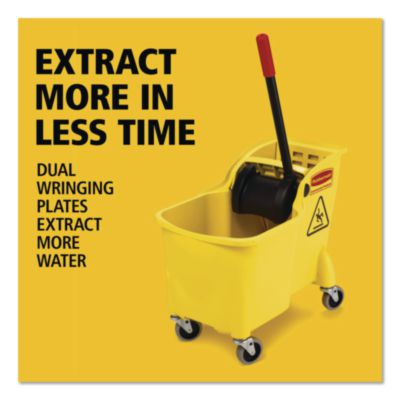 Tandem 31-Quart Bucket/Wringer Combo, Reverse, 31 qt, Yellow